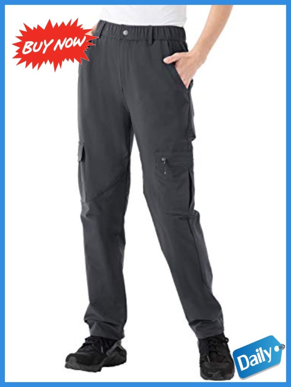 Water-Resistant Nylon Hiking Cargo Pants UPF 50+ Quick Dry Travel